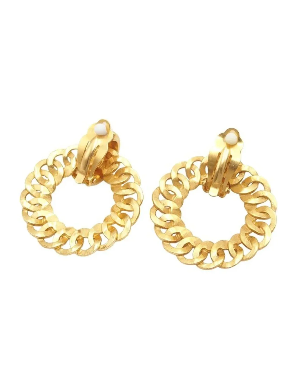 Chanel Earrings Round CC Logo Gold Metal